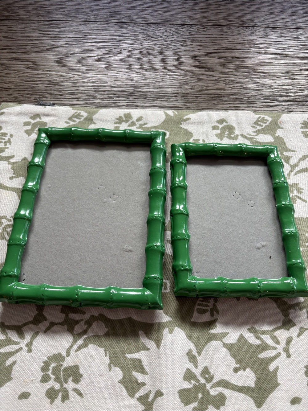 Two's Company Glossy Green Bamboo-Style Photo Frame Pair